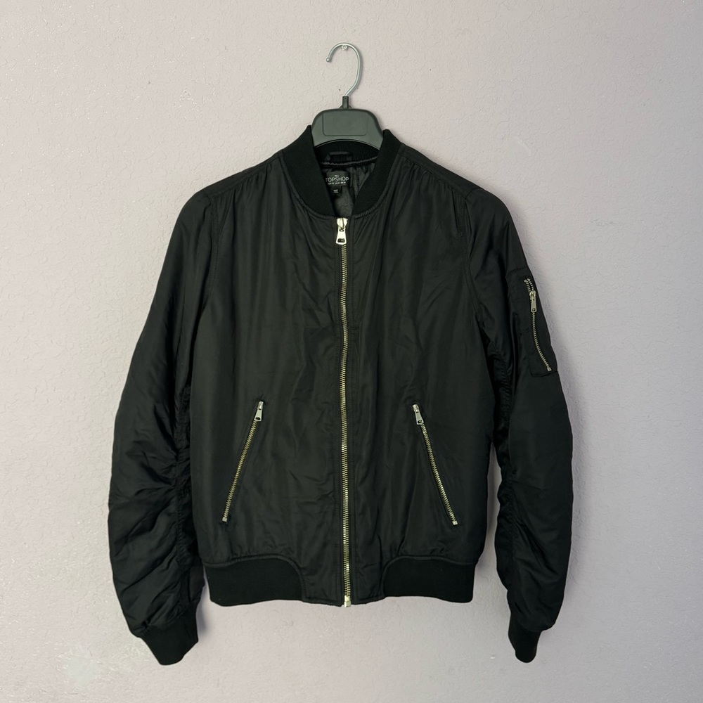 Topshop Tall Black Bomber Jacket